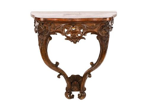 Italian Rococo Carved and Stained Console Table