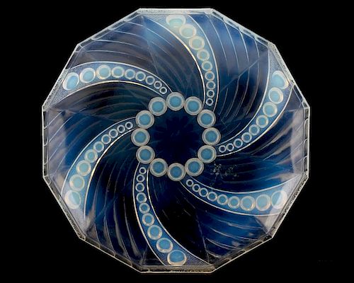 Ezan France Art Deco Opalescent Glass Bowl