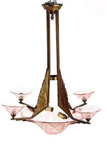 Fantastic Art Deco Chandelier, Attributed to Degue