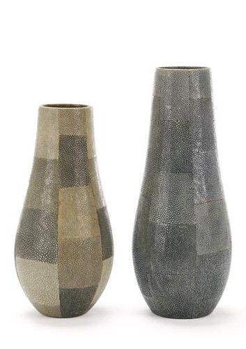 Set of Two Shagreen Stingray Covered Vases