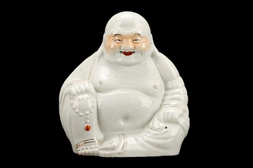 Large Chinese Export Porcelain Hotai Seated Buddha
