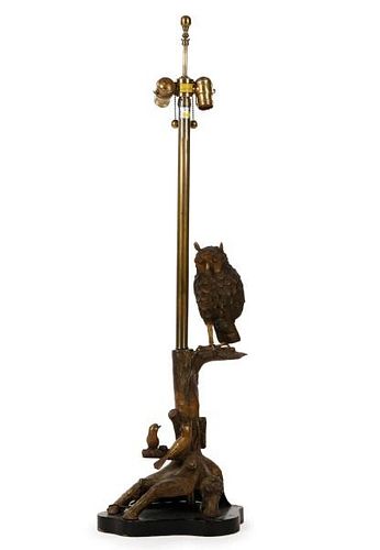 Marbro Figural Brass Owl Table Lamp, Mid 20th C.