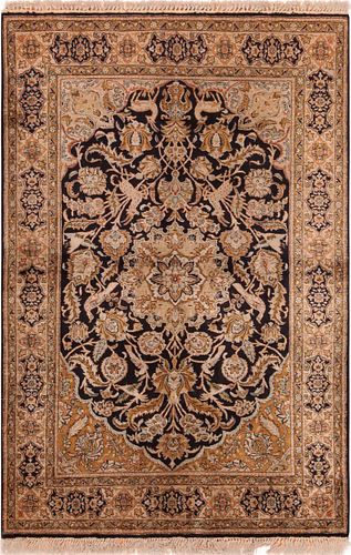Vintage Persian Silk Qum Rug 5 ft 2 in x 3 ft 5 in (1.57 m x 1.04 m)
