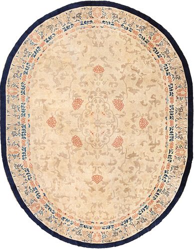 Antique Cloud Band Design Oval Chinese Dragon Rug 11 ft 7 in x 9 ft (3.53 m x 2.74 m)