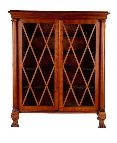 Mahogany Empire Style Glass Two-Door Cabinet