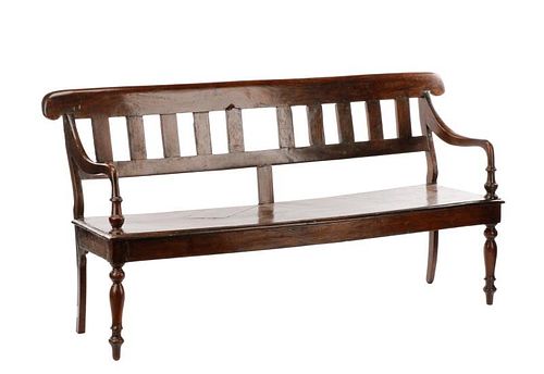 Stained and Carved Deacon's Bench, 18th C
