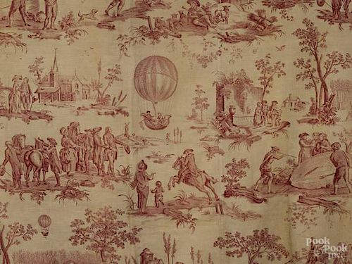 Rare French copper engraved curtain depicting Le