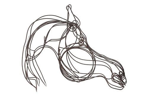 Large Enameled Wire Horse Head Sculpture
