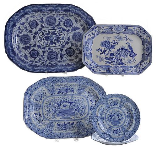 Five Pieces 19th Century Blue and