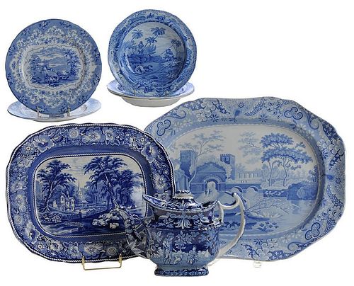 Eight Pieces Blue and White Ironstone