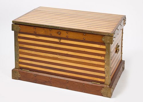 Wood Chest with Two Drawers and Inlay