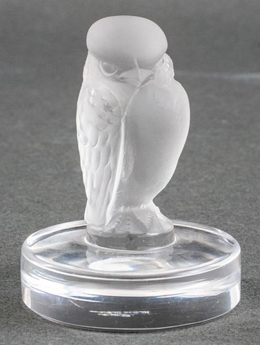 Lalique Bird Frosted Glass Sculpture Paperweight