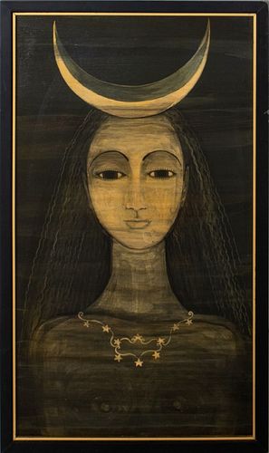Carlos Perteagudo "Sister Moon" Oil on Board