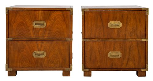 Baker Furniture Brass Bound Mahogany End Tables, 2