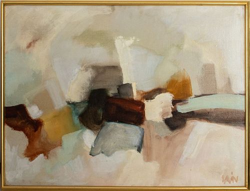 Signed Abstract "Paysage" Oil on Canvas, 1974