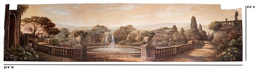Large Neoclassical Landscape Mural on Canvas