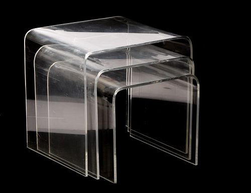 Set of Three Lucite or Acrylic Nesting Tables