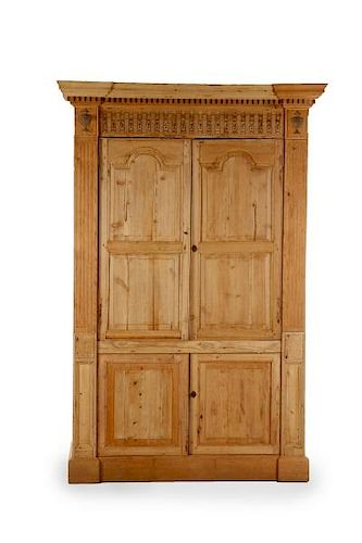 Monumental English Neoclassical Pine Cabinet