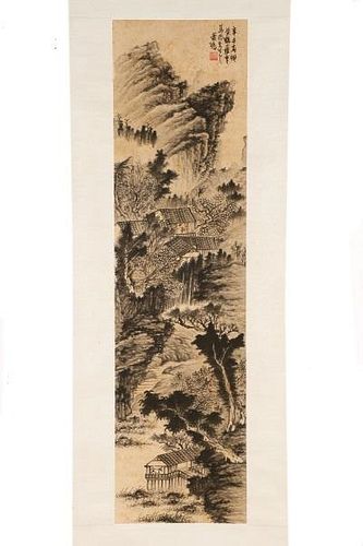 Xian Qian Hanging Scroll Painting, Mountain View
