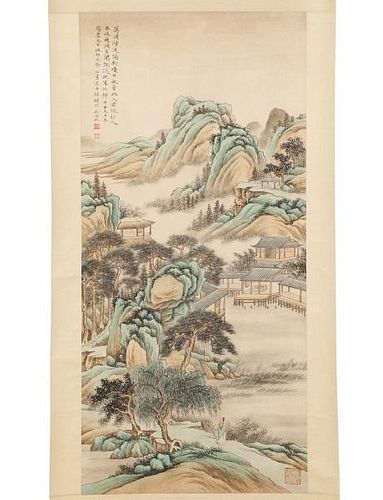 Hufan Wu, Qing Dynasty Landscape Scroll Painting