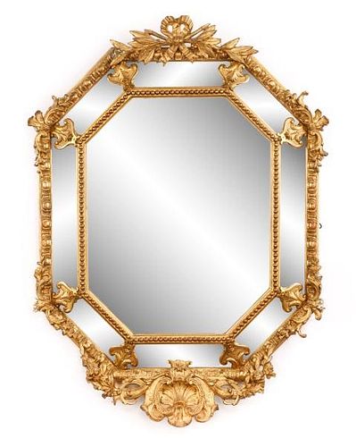 Neoclassical Giltwood & Gesso Cushion Mirror