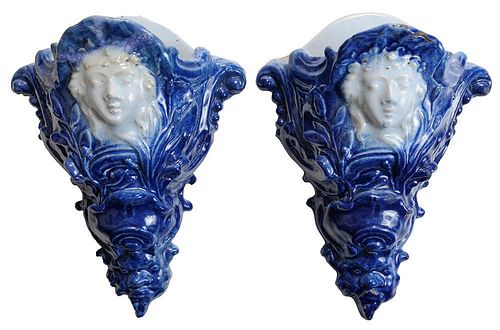 Rare Pair of Delft Tin-Glazed Blue and