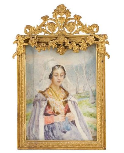 Manner Of Barnard "Portrait of Dutch Girl" Oil