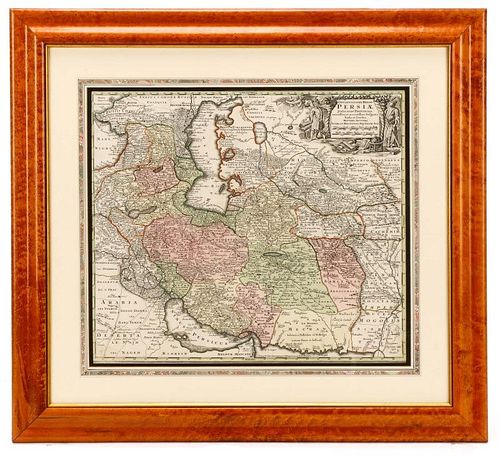 Seutter, Hand Colored Map, Persia, 18th C.
