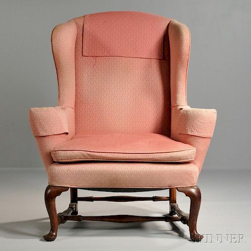 Upholstered Mahogany and Maple Easy Chair