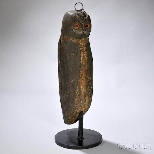 Carved and Painted Figure of an Owl