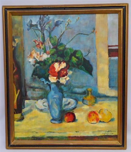 FRENCH OIL ON CANVAS HOMMAGE A CEZANNE