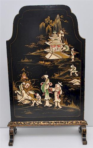 ENGLISH CHINOISERIE DECORATED FIRE SCREEN