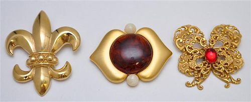 3 GIVENCHY & MIRIAM HASKELL LARGE BROOCHES