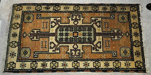 SEMI ANTIQUE HERIZ HAND KNOTTED RUG 29"x56"