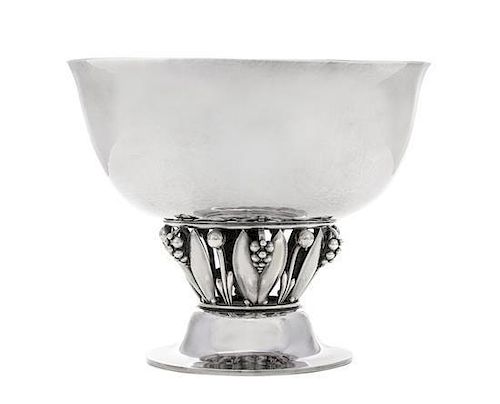 * A Danish Silver Bowl, No. 197A, Georg Jensen Silversmithy, Copenhagen, 1945-77, designed by Georg Jensen circa 1916, with ligh