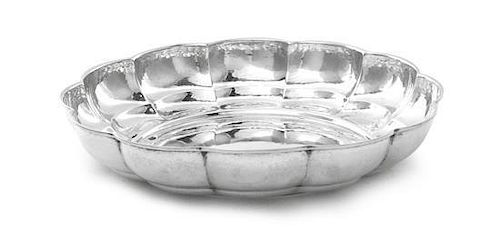 * A Danish Silver Bowl, R.A. Christophersen, Copenhagen, 1930, with spot-hammered surface, the shaped circular bowl with stepped