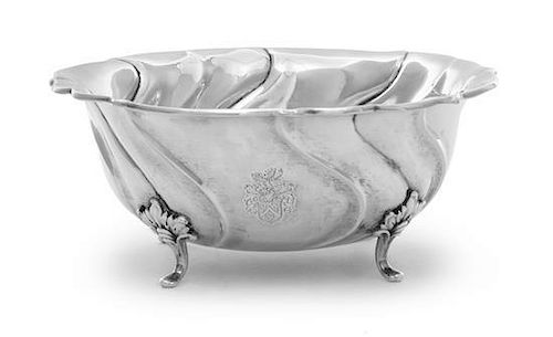 A Danish Silver Small Bowl, Anton Michelsen, Copenhagen, 1916, circular, chased with sweeping lobes, raised on four scroll feet