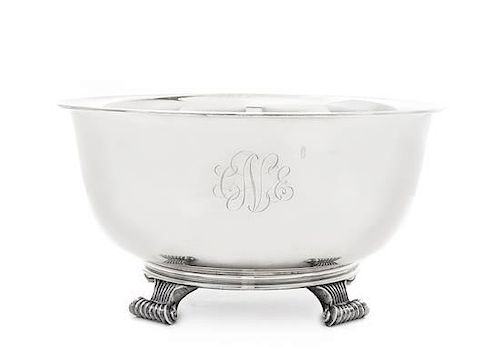 * A Dutch Silver Centerpiece Bowl, Retailed by Black, Starr & Gorham, Providence, RI, Circa 1940, of deep circular form with sli
