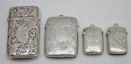4 STERLING SILVER VICTORIAN MATCHSAFES