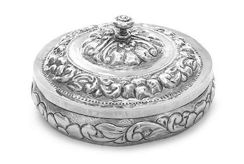 * A Peruvian Silver Bowl and Cover, Colmenares, Mid 20th Century, of low circular form with stepped domed cover, bowl and cover
