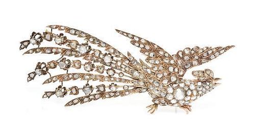 * A Victorian Yellow Gold and Diamond Bird Brooch, Circa 1870, 20.90 dwts.