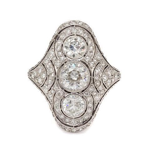 An Art Deco Platinum and Diamond Ring, 4.00 dwts.