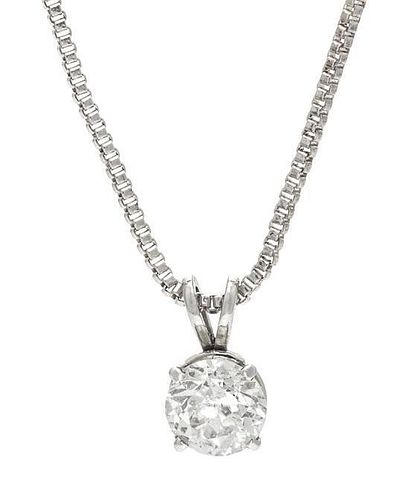 A White Gold and Diamond Pendant, 0.70 dwts.