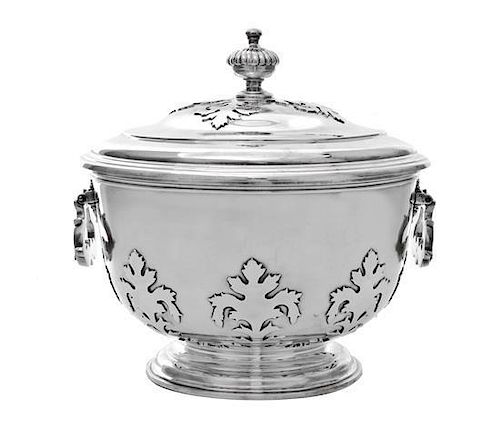 * An English Silver Two-Handled Bowl and Cover, Peter Guille Ltd., London, 1942, in late 17th century form, body and cover appli