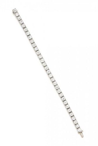 A Platinum and Diamond Line Bracelet, Circa 1920, 12.20 dwts.