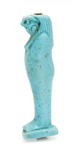 * A Yellow Gold and Faience Ra, Egyptian, 4.90 dwts.
