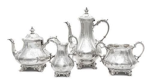 A Victorian Silver Four-Piece Tea and Coffee Set, E & J Barnard, London, 1855, comprising a teapot, coffee pot, creamer, and two