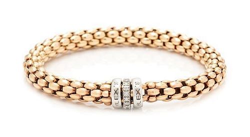 An 18 Karat Rose Gold and Diamond Bracelet "Flex'It" Bracelet, Fope, 17.90 dwts.