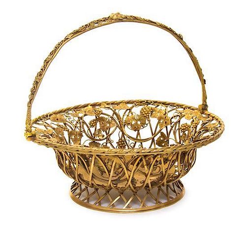 A George III Silver-Gilt Cake Basket, Thomas Arden, London, 1805, circular, the openwork sides formed of grapevine and lattice,