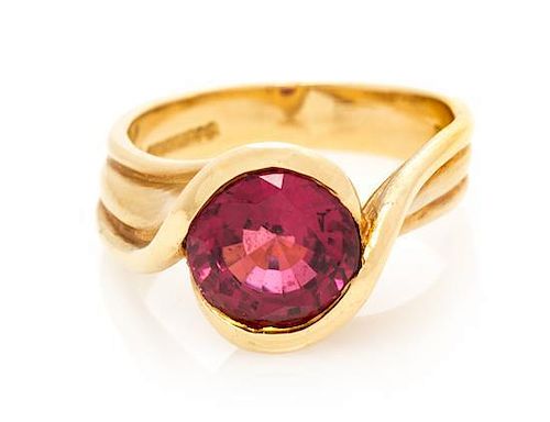 An 18 Karat Yellow Gold and Pink Tourmaline Ring, Angela Cummings, Circa 1998, 5.30 dwts.